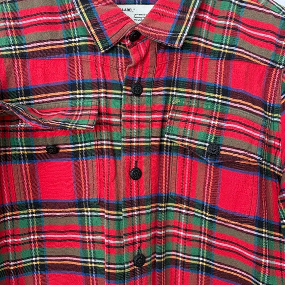 Off white spray paint flannel shirt in red - Picture 6 of 10